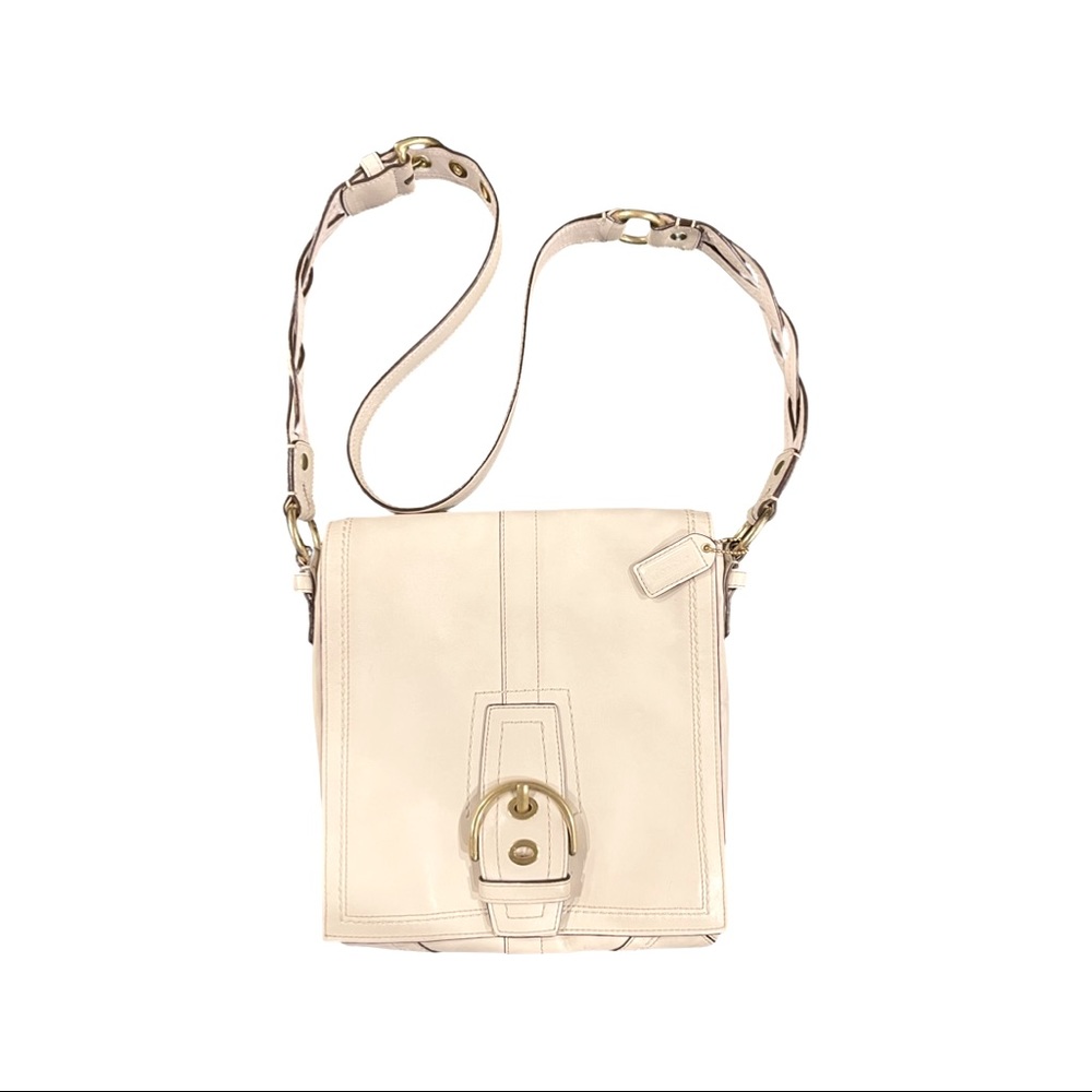 Authentic braided handle Coach crossbody purse, Cream
